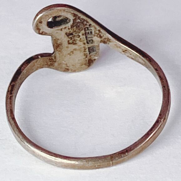 Vintage Ring Sterling Silver Mother of Pearl 1960s Signed WM Modernist Size 7.5 - Picture 9 of 16